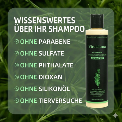 1+1 GRATIS | Viralaluna Rosmarin Shampoo für fettigen Ansatz, trockene Spitzen, Schuppen, Juckreiz & mehr Glanz