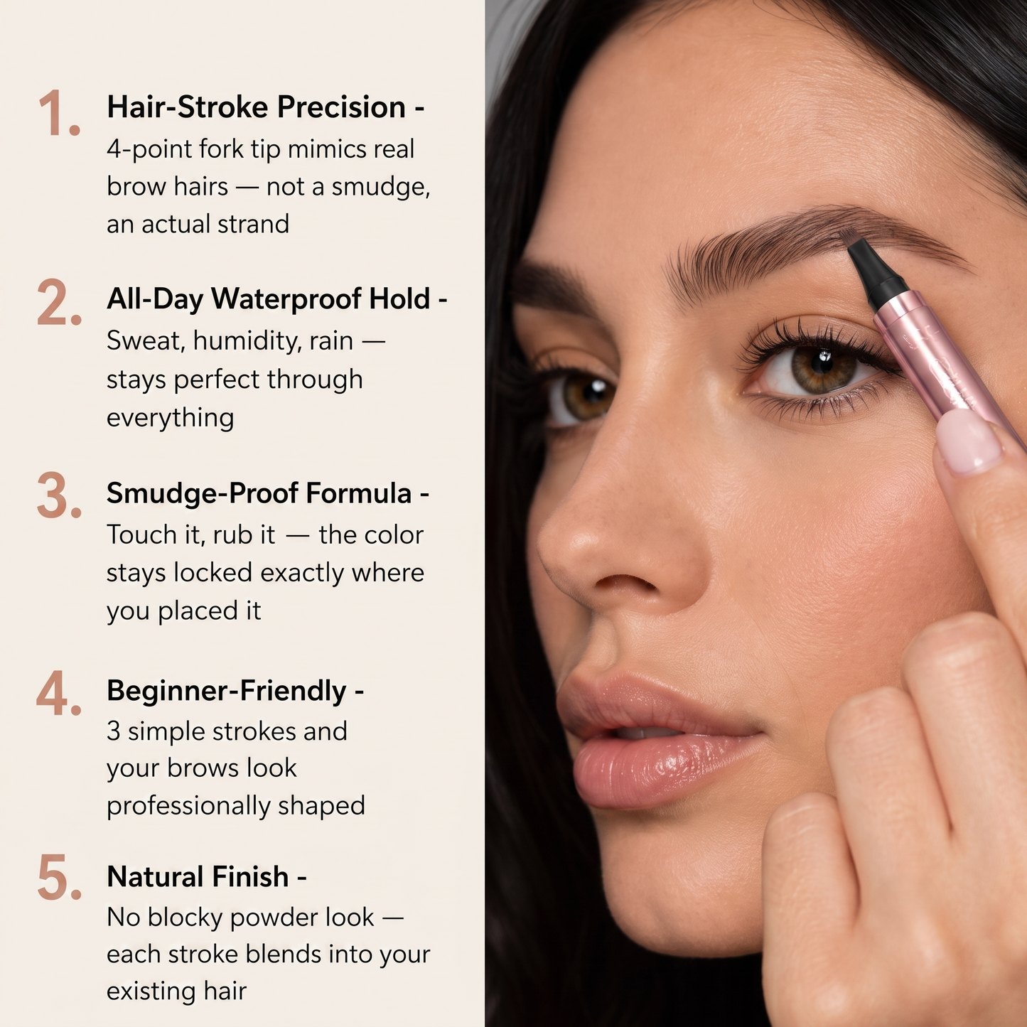 Plumelle – Waterproof 4-Tip Micro-Fork Eyebrow Pencil for Natural Hair-Like Brows - BUY 1 + 1 FREE
