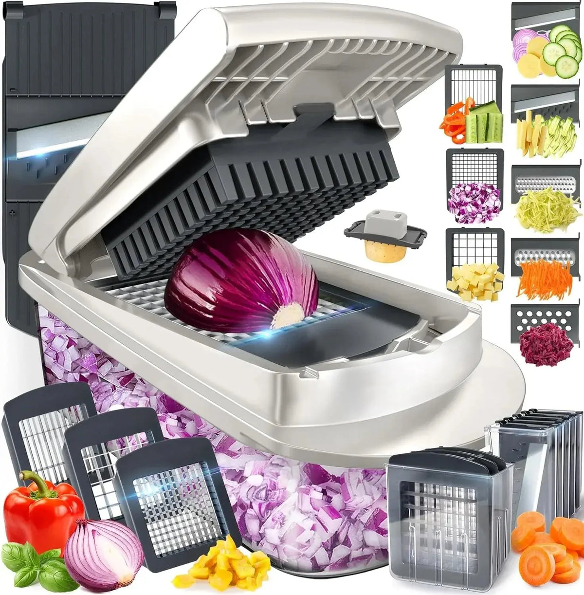 VegiCut™ | Multifunktionaler Gemüseschneider mit Auffangbehälter