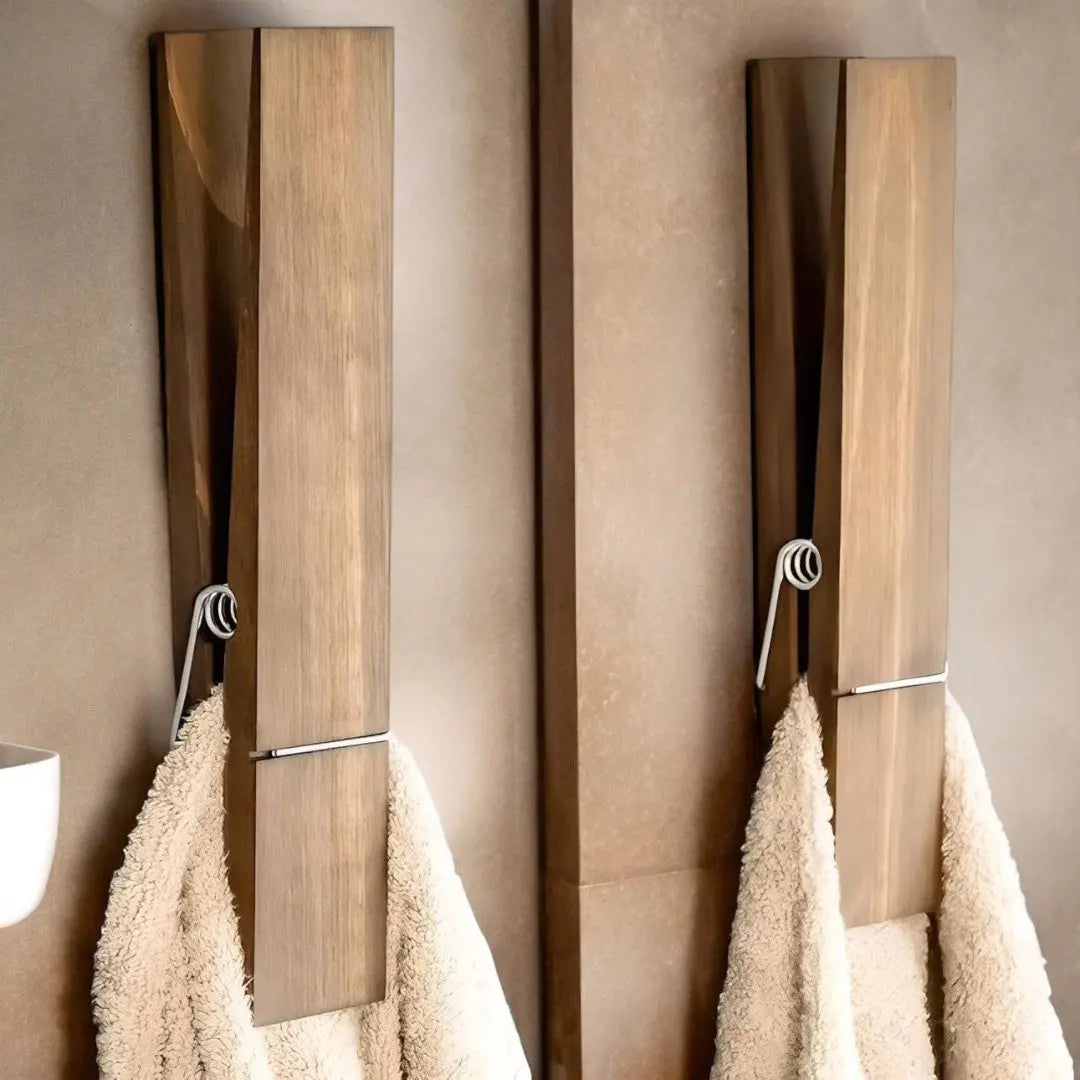 GiantClip – Handtuchhalter aus Holz zur Wandmontage