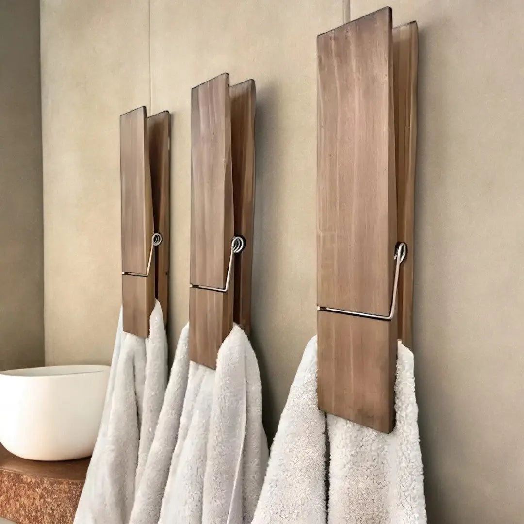 GiantClip – Handtuchhalter aus Holz zur Wandmontage