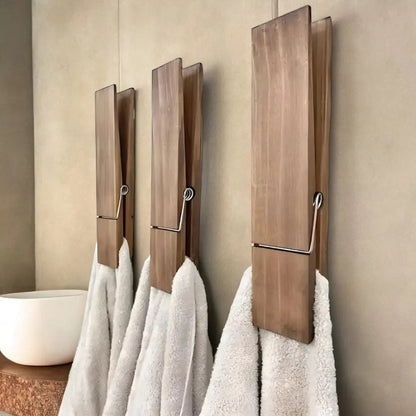 GiantClip – Handtuchhalter aus Holz zur Wandmontage