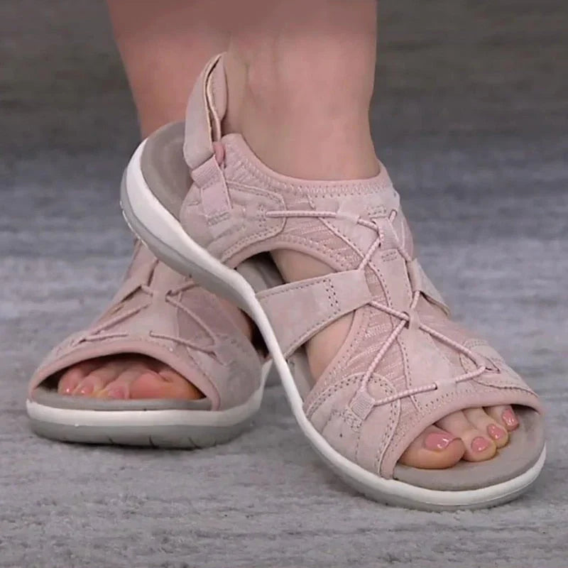 Damen Orthopädische Sandalen mit Keilabsatz 4 cm | Dreifach-Fußgewölbe-Stütze | rutschfest & leicht | Sommer-Komfort