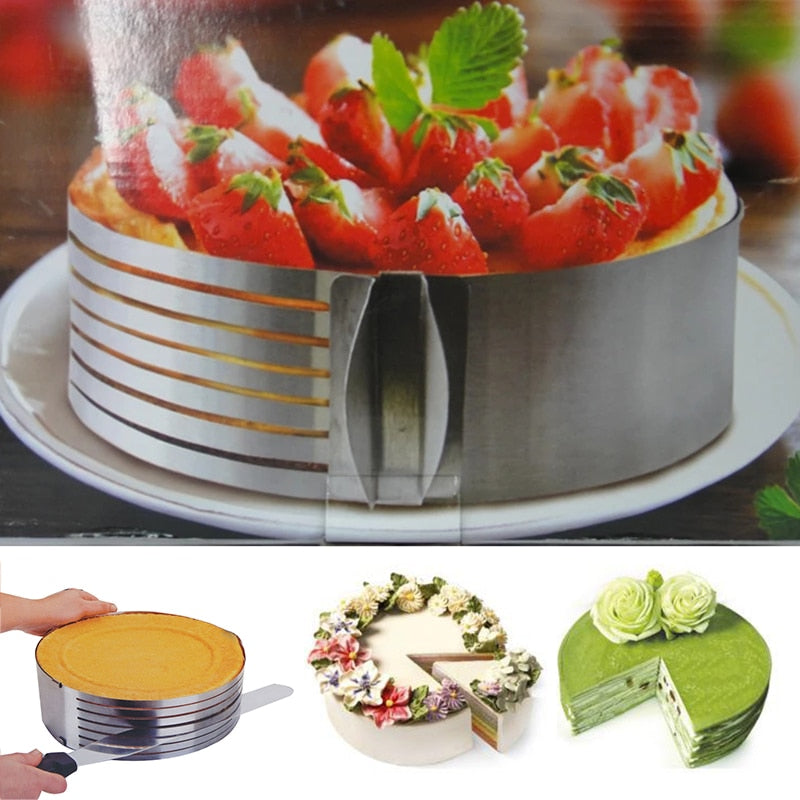 Verstellbarer Tortenschneider aus Edelstahl | Präzise Kuchenschichten | Für Ø 15–30 cm Torten