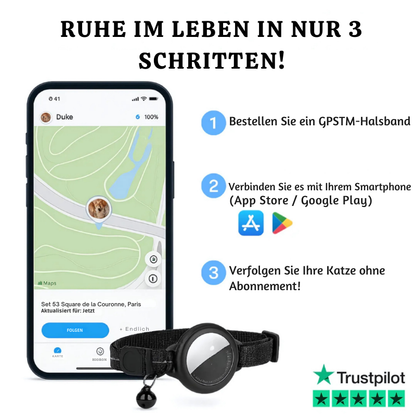 Haustier-GPS-Tracker | Echtzeit-GPS & Keine Abonnementgebühr | Wasserdichtes Nylon