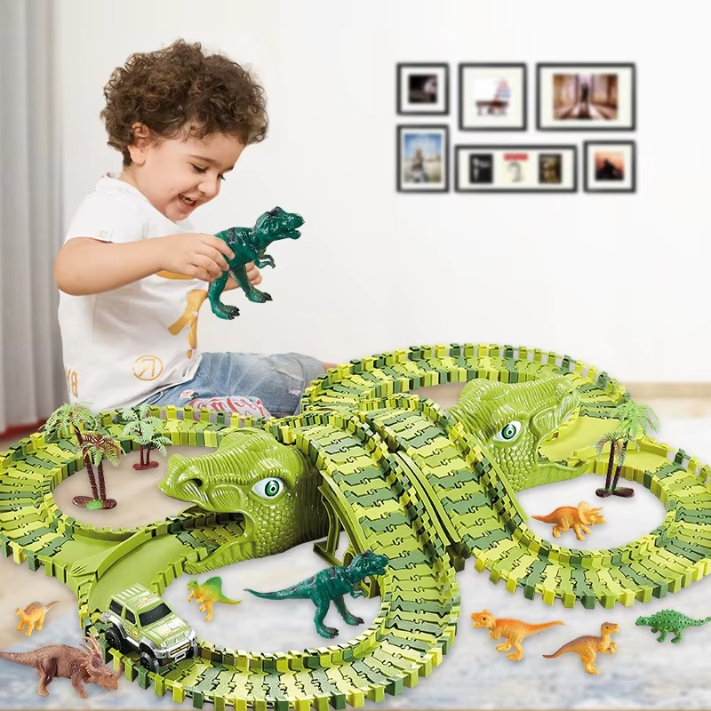 50% RABATT | RaptorRace™ | Dino-Adventure Rennstrecke – Modulare, drehbare Schienen & 200+ Teile für stundenlangen actionreichen Spielspaß