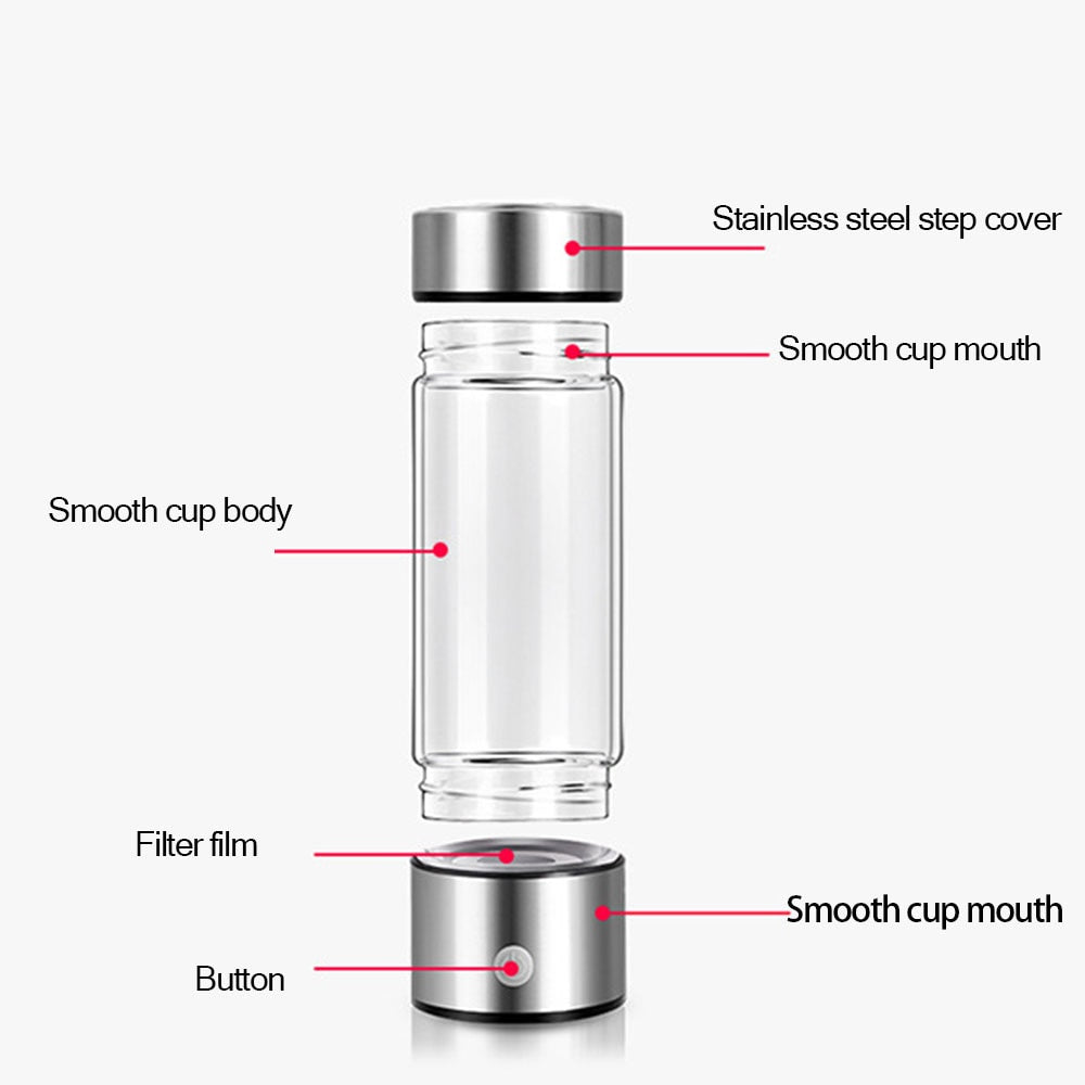 DrinkCool™ Glaswasserflasche mit Wasserstoffproduktion