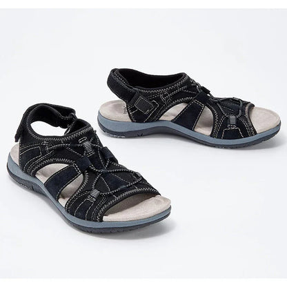 Damen Orthopädische Sandalen mit Keilabsatz 4 cm | Dreifach-Fußgewölbe-Stütze | rutschfest & leicht | Sommer-Komfort