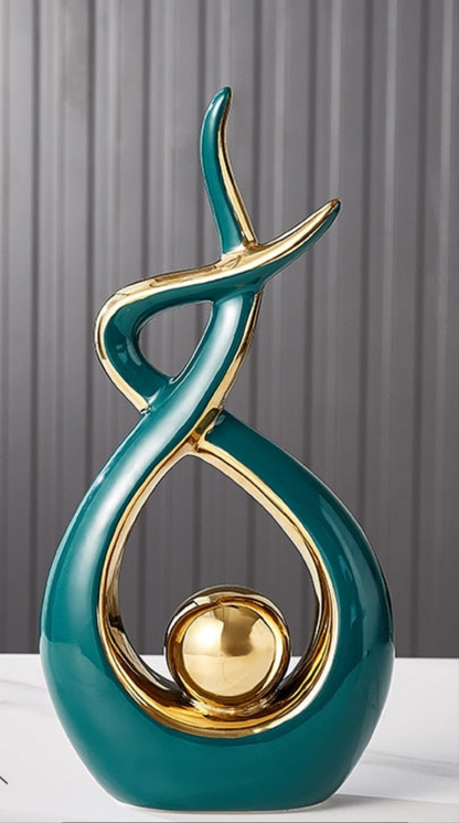 LuxeForm – Abstrakte Keramikskulptur mit Goldakzent