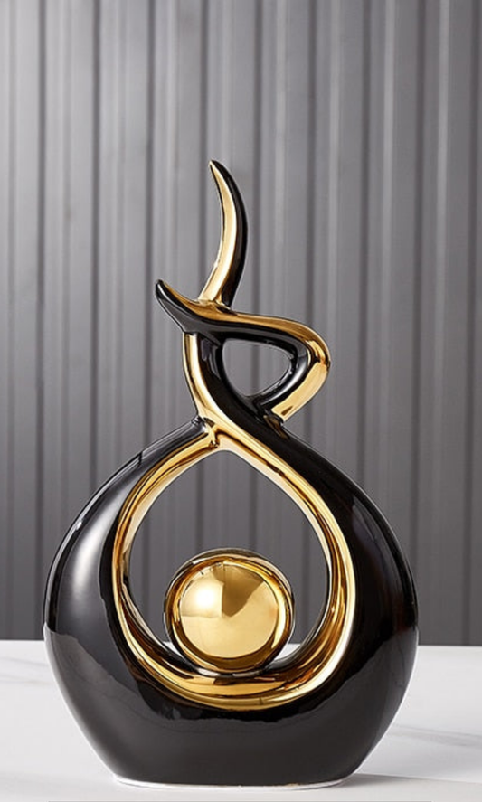 LuxeForm – Abstrakte Keramikskulptur mit Goldakzent
