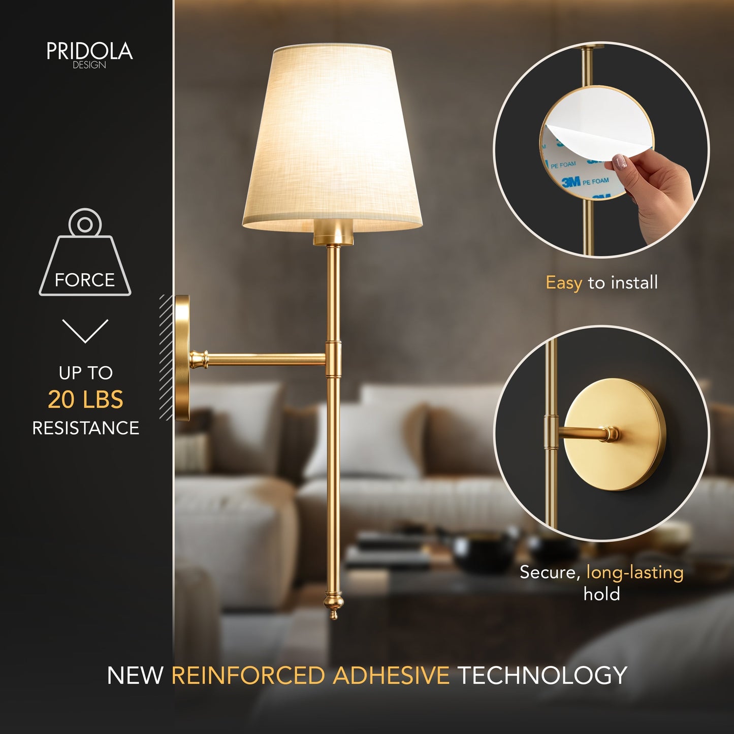 LuxeGlow Wandleuchte – Wandlampe für einfache, werkzeuglose Beleuchtung zu Hause