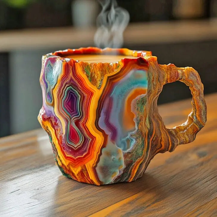 CrystalHaven – handgefertigt wirkender Kaffeebecher mit strukturierter Oberfläche