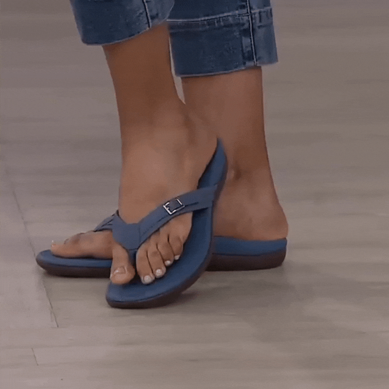 Orthopädische Damen Sommersandalen mit ergonomischem Fußbett | Rutschfest & bequem | 3-Zonen-Support, EU 35–42, Farbenwahl