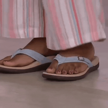 Orthopädische Damen Sommersandalen mit ergonomischem Fußbett | Rutschfest & bequem | 3-Zonen-Support, EU 35–42, Farbenwahl
