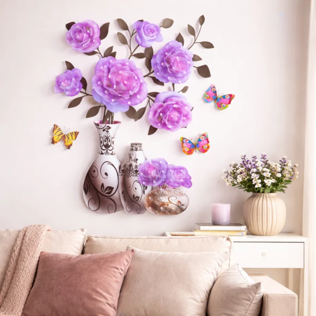 2+2 GRATIS | BloomStick™ | Selbstklebende Blumensticker für Wände, Möbel & kreative Dekoration