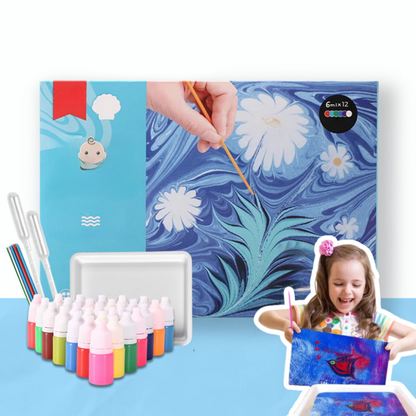 50% RABATT | ColoraFlow™ | Wasser-Marmorier-Set – Ungiftiges, BPA-freies Kreativset für Kinder & Erwachsene für sauberes, einfaches Kunstgestalten