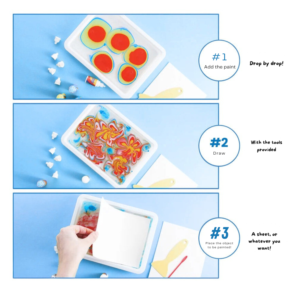 50% RABATT | ColoraFlow™ | Wasser-Marmorier-Set – Ungiftiges, BPA-freies Kreativset für Kinder & Erwachsene für sauberes, einfaches Kunstgestalten