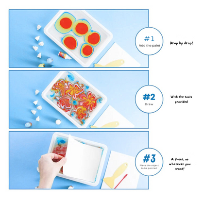 50% RABATT | ColoraFlow™ | Wasser-Marmorier-Set – Ungiftiges, BPA-freies Kreativset für Kinder & Erwachsene für sauberes, einfaches Kunstgestalten