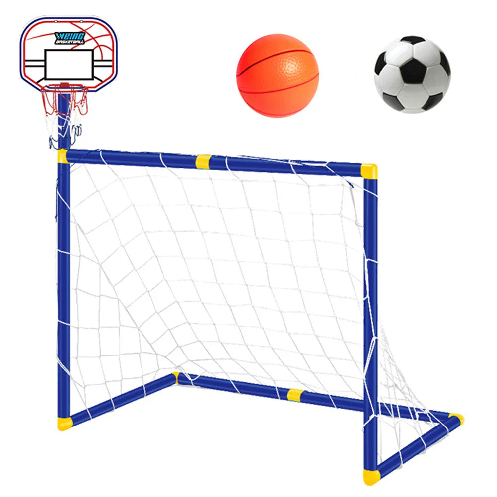 2-in-1 Kinder-Sporttor – Fußballtor & Basketballkorb in einem Set