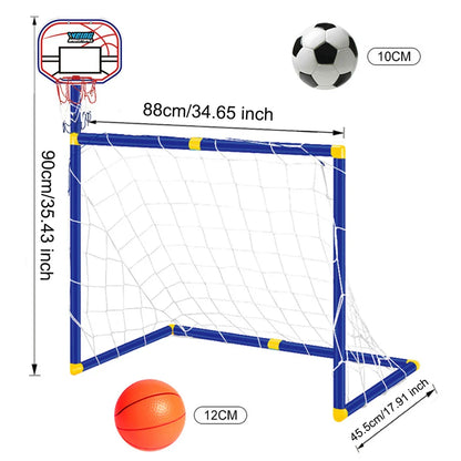 2-in-1 Kinder-Sporttor – Fußballtor & Basketballkorb in einem Set