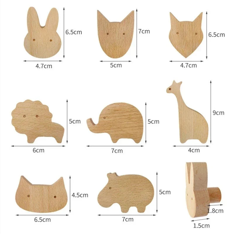 NordicPals – Set mit Wandhaken aus Holz in Tierform