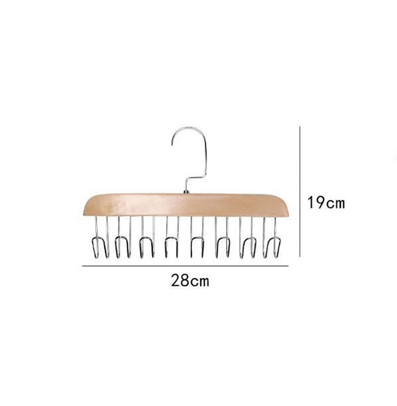 Anti-Rutsch Mehrfach-Kleiderhaken mit 8 Haken | Stahl & Holz | Für Jacken, Taschen, Schals & Dessous | 18,5 × 28 cm