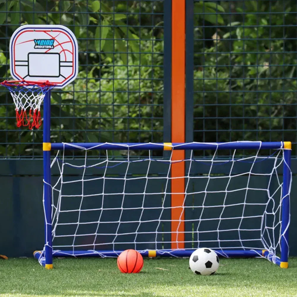 2-in-1 Kinder-Sporttor – Fußballtor & Basketballkorb in einem Set