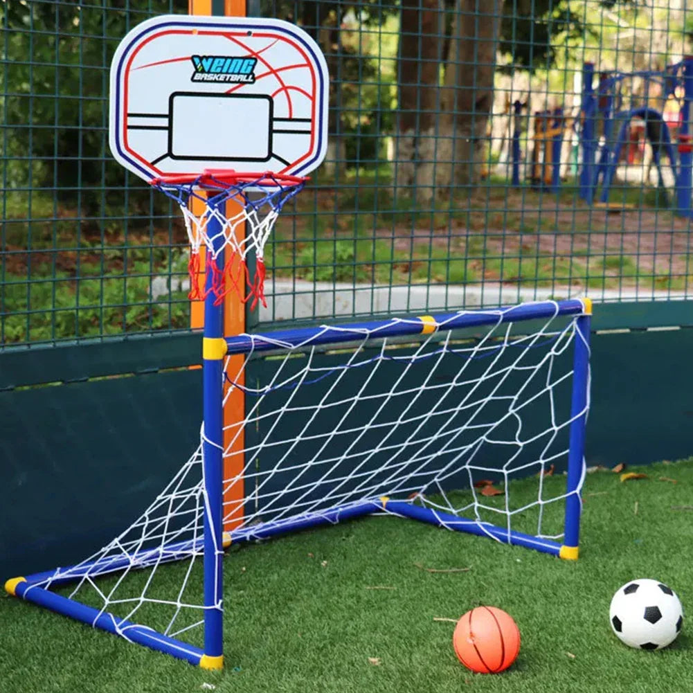 2-in-1 Kinder-Sporttor – Fußballtor & Basketballkorb in einem Set