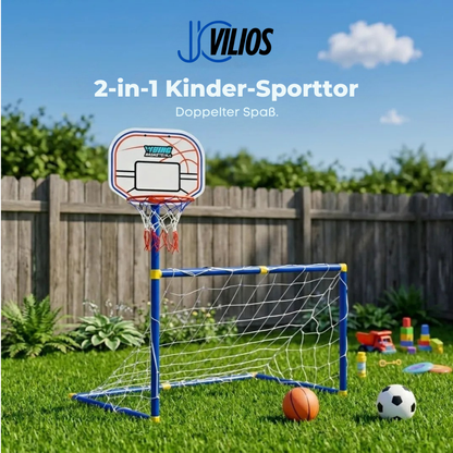 2-in-1 Kinder-Sporttor – Fußballtor & Basketballkorb in einem Set