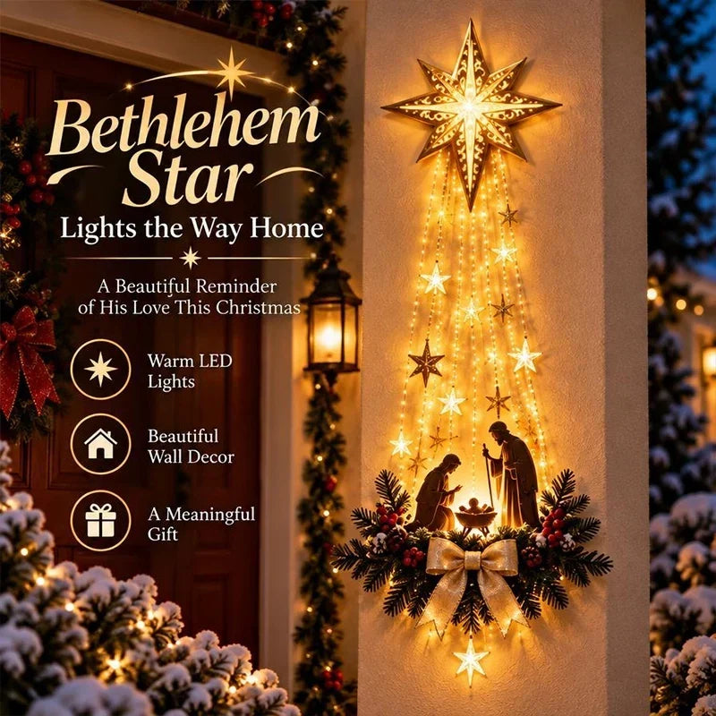 Letzter Tag Rabatt! | Bethleora™ – Leuchtender Bethlehemstern als festliche Weihnachtsdeko für Tür & Wand