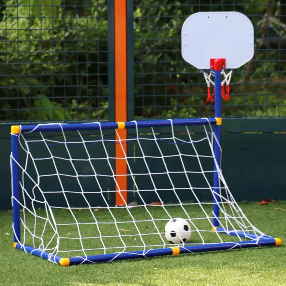 2-in-1 Kinder-Sporttor – Fußballtor & Basketballkorb in einem Set