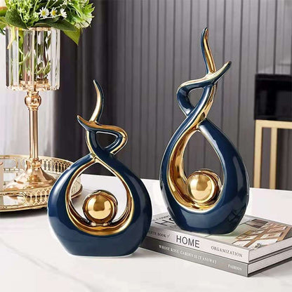 LuxeForm – Abstrakte Keramikskulptur mit Goldakzent