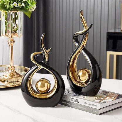 LuxeForm – Abstrakte Keramikskulptur mit Goldakzent