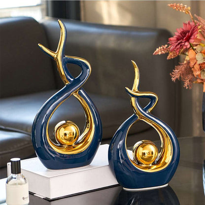 LuxeForm – Abstrakte Keramikskulptur mit Goldakzent