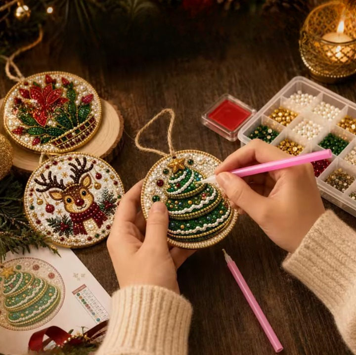 Glitzora™ | Funkelnde DIY-Weihnachtsanhänger – Kreatives Diamond-Painting-Set für die ganze Familie!