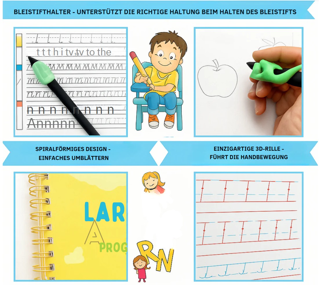 SchreibMeister - 4er Set (1+3 GRATIS) - Die erste Einführung ins Schreiben – Schreibbuch