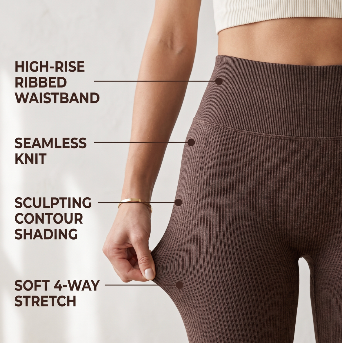 PoPerfekt™ Gerippte Leggings mit hohem Bund