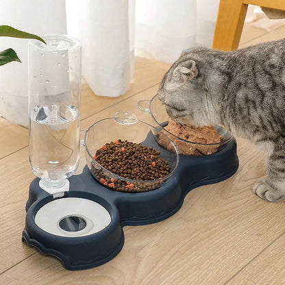 PetFeast™ | 3-in-1 Futternapf-Set mit automatischem Wasserspender