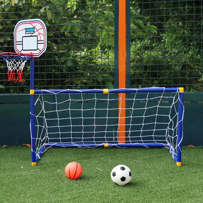 2-in-1 Kinder-Sporttor – Fußballtor & Basketballkorb in einem Set