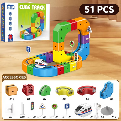 50% RABATT | BuildaTrain™ | Elektrischer Zug für Kinder – USB-aufladbare Lok, modularer Schienenbau & kreativer Spielspaß ab 3 Jahren