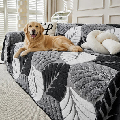 LeafPlush™ | Kuschelweiche Sofadecke mit elegantem Blattmuster – Für gemütliche Stunden & ein stilvolles Zuhause!