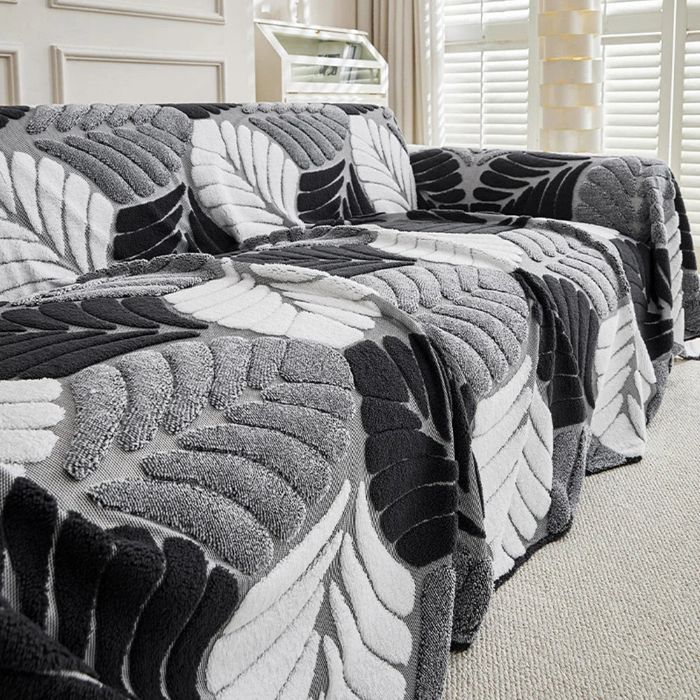 LeafPlush™ | Kuschelweiche Sofadecke mit elegantem Blattmuster – Für gemütliche Stunden & ein stilvolles Zuhause!