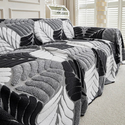 LeafPlush™ | Kuschelweiche Sofadecke mit elegantem Blattmuster – Für gemütliche Stunden & ein stilvolles Zuhause!