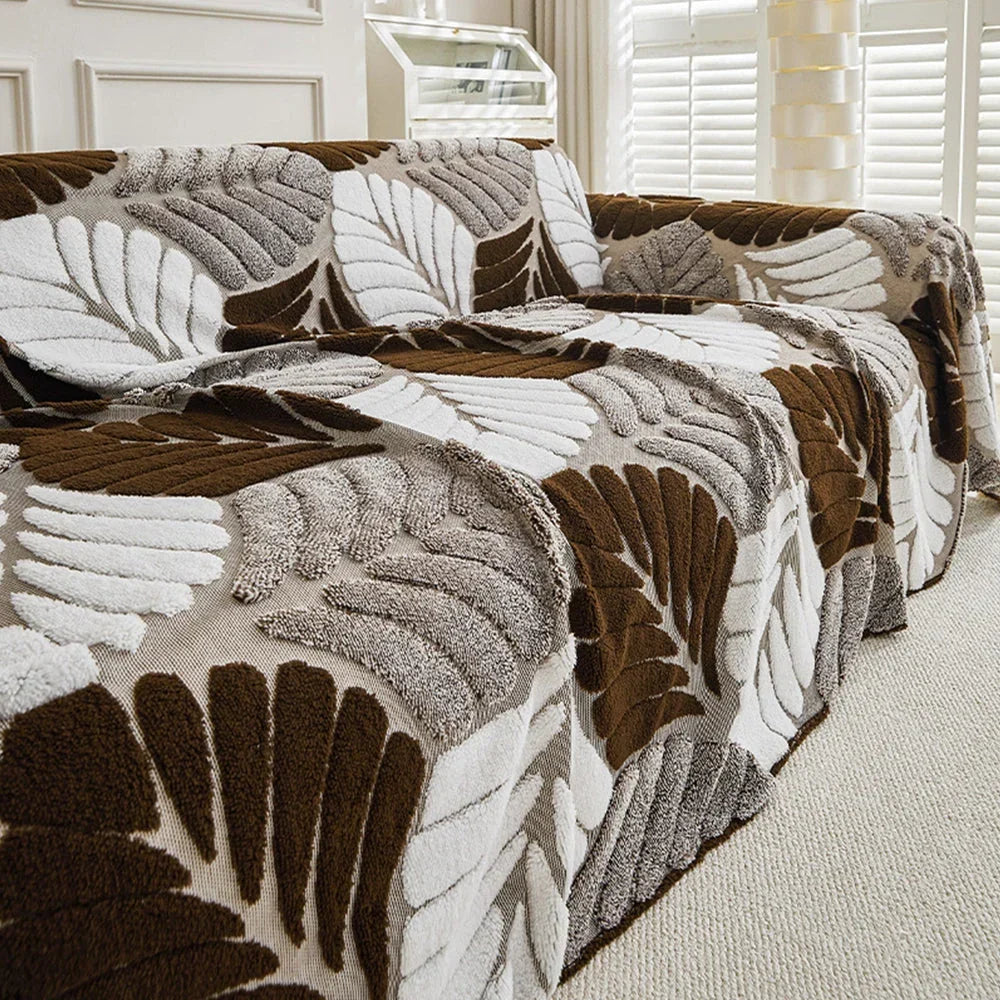 LeafPlush™ | Kuschelweiche Sofadecke mit elegantem Blattmuster – Für gemütliche Stunden & ein stilvolles Zuhause!