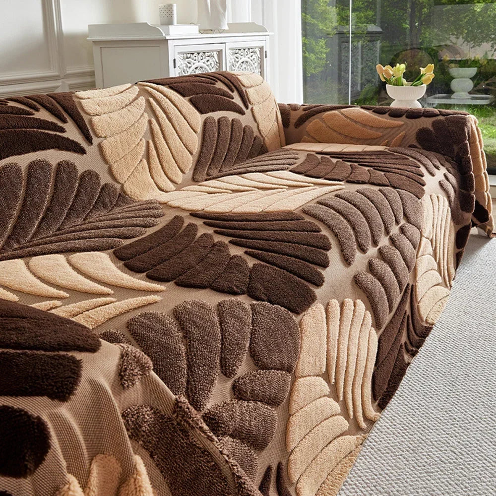 LeafPlush™ | Kuschelweiche Sofadecke mit elegantem Blattmuster – Für gemütliche Stunden & ein stilvolles Zuhause!