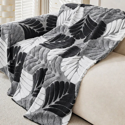 LeafPlush™ | Kuschelweiche Sofadecke mit elegantem Blattmuster – Für gemütliche Stunden & ein stilvolles Zuhause!