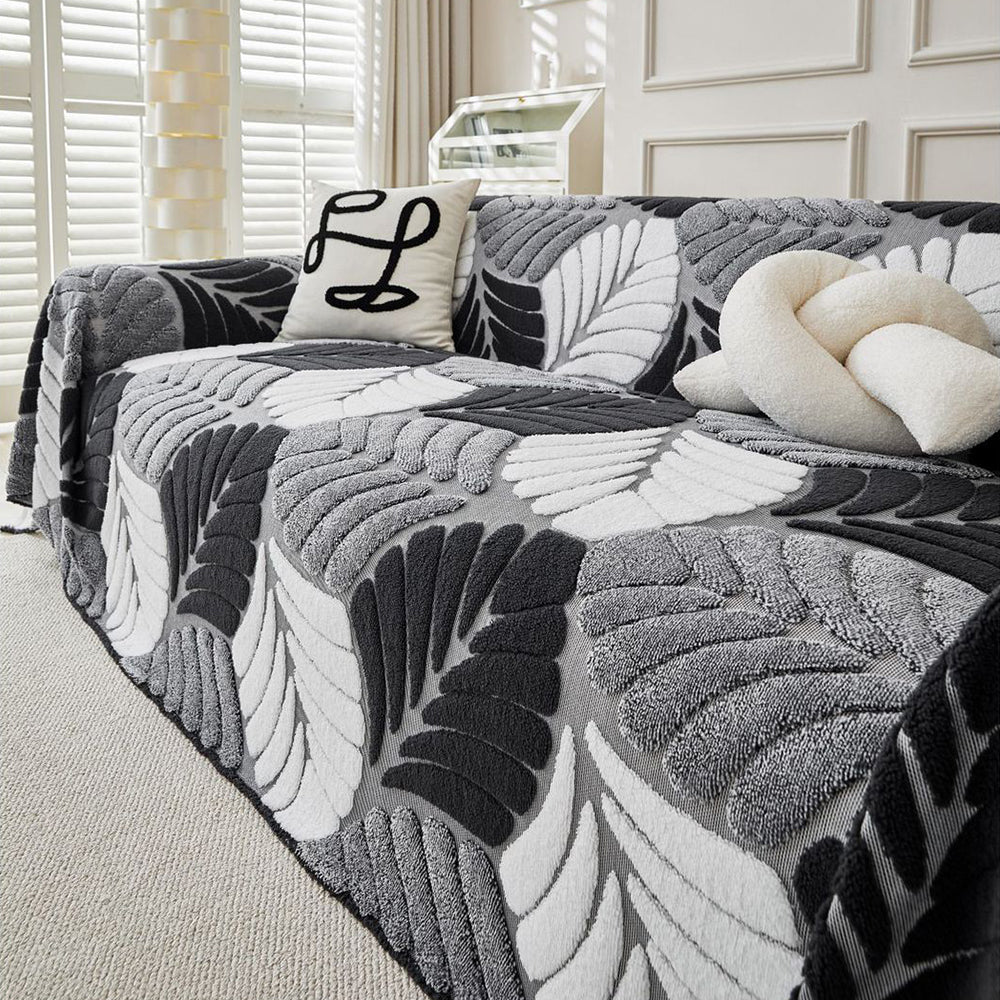 LeafPlush™ | Kuschelweiche Sofadecke mit elegantem Blattmuster – Für gemütliche Stunden & ein stilvolles Zuhause!