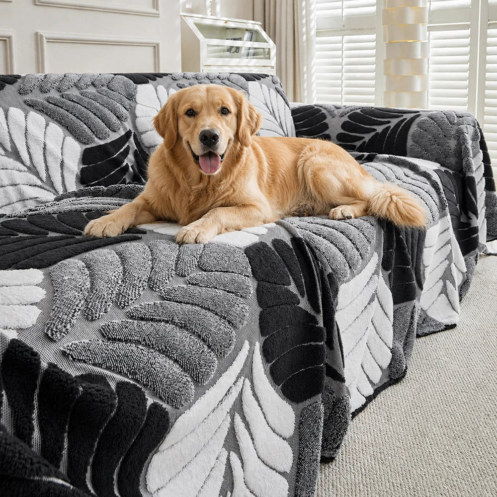 LeafPlush™ | Kuschelweiche Sofadecke mit elegantem Blattmuster – Für gemütliche Stunden & ein stilvolles Zuhause!
