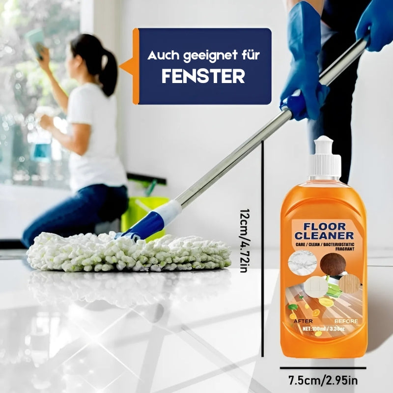 Bodenreiniger & Politur 100 ml | Entfernt Fett, Fußspuren & Wasserflecken | Für Holz, Fliesen & Marmor | Zitronenduft, schnell trocknend