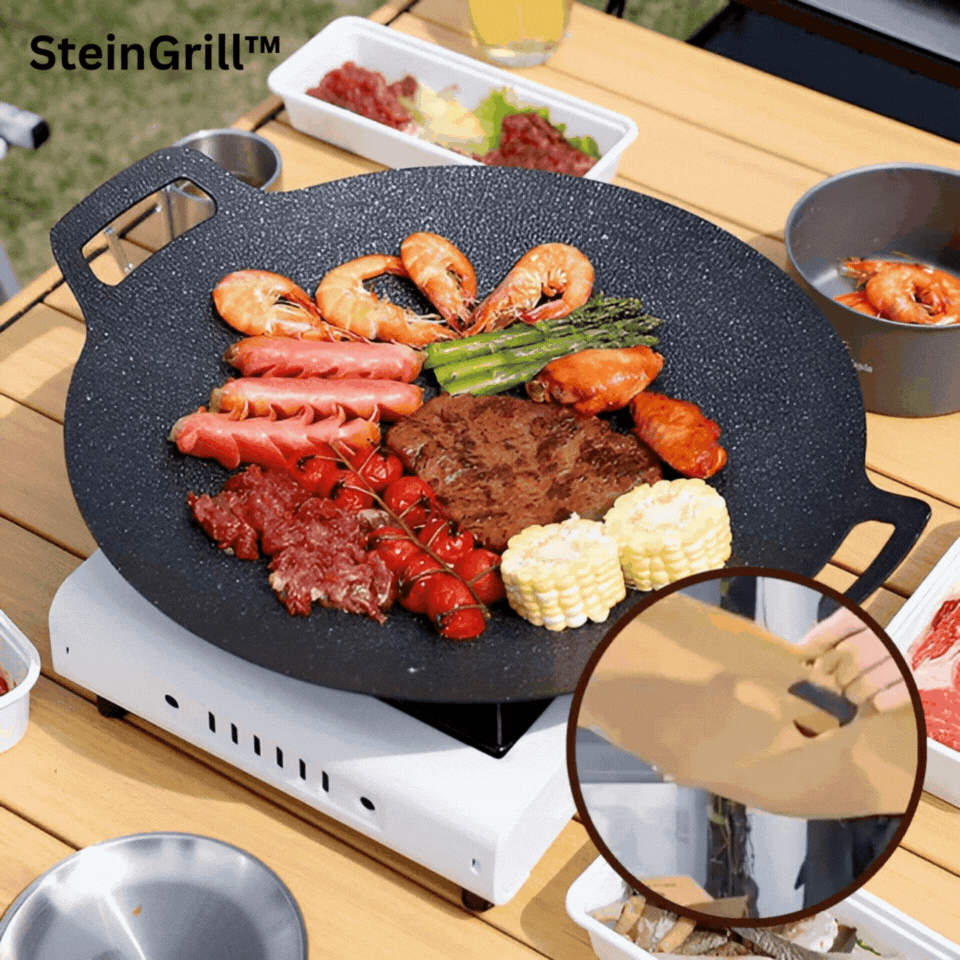 Steinpfanne Antihaft 28 cm | Gleichmäßige Hitze für Anbraten & Grillen | Für alle Herdarten geeignet